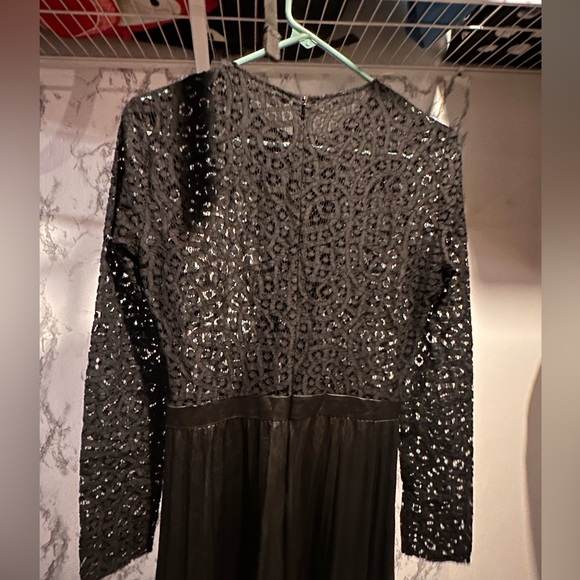 NWT Zara Black Lace Faux MIDI Leather Dress w Pleated Skirt 4222 243 800 XS - Picture 4 of 8